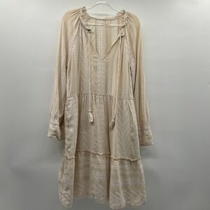Maeve Dominique Anthropologie Tunic Dress  Boho L Peasant Cottagecore Bohemian